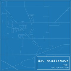 Blueprint US city map of New Middletown, Ohio.