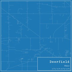 Blueprint US city map of Deerfield, Ohio.