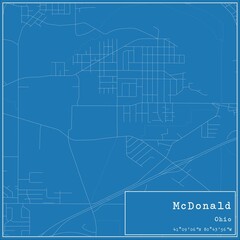 Blueprint US city map of McDonald, Ohio.
