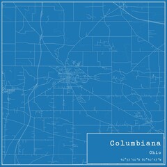 Blueprint US city map of Columbiana, Ohio.
