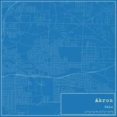 Fotobehang Blueprint US city map of Akron, Ohio. © Rezona