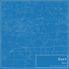 Blueprint US city map of Kent, Ohio.