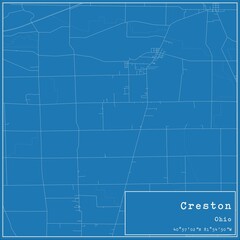 Blueprint US city map of Creston, Ohio.