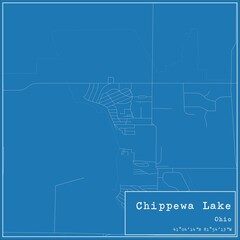 Fototapeta premium Blueprint US city map of Chippewa Lake, Ohio.