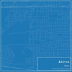 Fototapeta premium Blueprint US city map of Akron, Ohio.