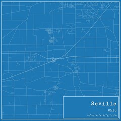 Fototapeta premium Blueprint US city map of Seville, Ohio.