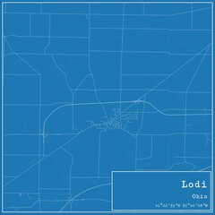 Blueprint US city map of Lodi, Ohio.