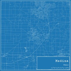 Blueprint US city map of Medina, Ohio.