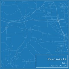 Blueprint US city map of Peninsula, Ohio.