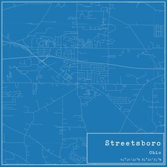 Blueprint US city map of Streetsboro, Ohio.