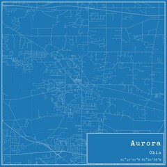 Blueprint US city map of Aurora, Ohio.