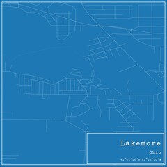 Blueprint US city map of Lakemore, Ohio.