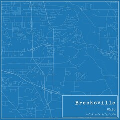Blueprint US city map of Brecksville, Ohio.