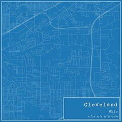 Blueprint US city map of Cleveland, Ohio.