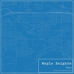 Blueprint US city map of Maple Heights, Ohio.