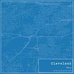 Blueprint US city map of Cleveland, Ohio. - obrazy, fototapety, plakaty