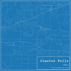 Blueprint US city map of Olmsted Falls, Ohio.