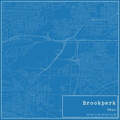 Blueprint US city map of Brookpark, Ohio.