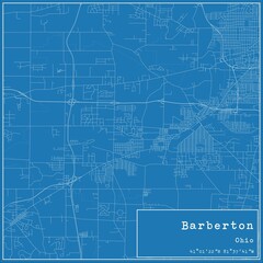 Blueprint US city map of Barberton, Ohio.
