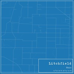 Blueprint US city map of Litchfield, Ohio.