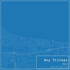Blueprint US city map of Bay Village, Ohio.