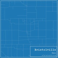 Blueprint US city map of Bristolville, Ohio.