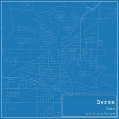 Blueprint US city map of Berea, Ohio.