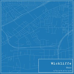 Blueprint US city map of Wickliffe, Ohio.