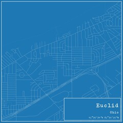 Blueprint US city map of Euclid, Ohio.