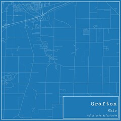 Blueprint US city map of Grafton, Ohio.