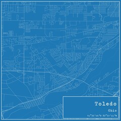 Blueprint US city map of Toledo, Ohio. - obrazy, fototapety, plakaty