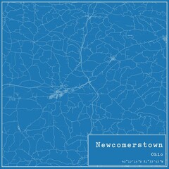 Blueprint US city map of Newcomerstown, Ohio.