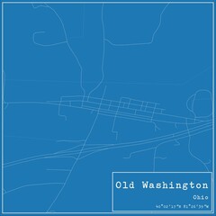 Blueprint US city map of Old Washington, Ohio.