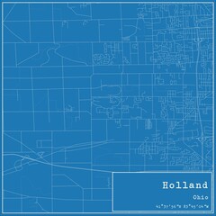 Blueprint US city map of Holland, Ohio.