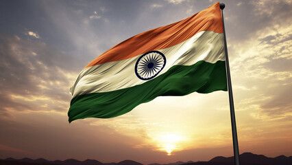 Flag india good for India independence day with Generative AI. - obrazy, fototapety, plakaty