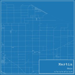 Blueprint US city map of Martin, Ohio.