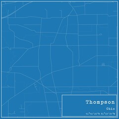 Blueprint US city map of Thompson, Ohio.