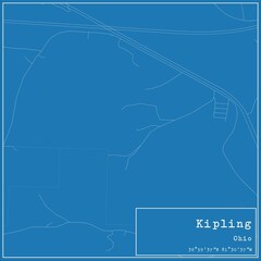Blueprint US city map of Kipling, Ohio.