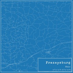 Blueprint US city map of Frazeysburg, Ohio.