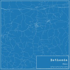 Blueprint US city map of Bethesda, Ohio.