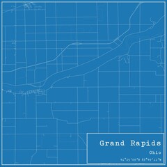 Blueprint US city map of Grand Rapids, Ohio.