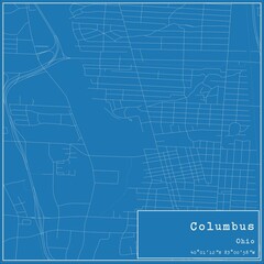 Blueprint US city map of Columbus, Ohio.
