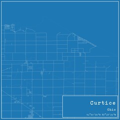 Blueprint US city map of Curtice, Ohio.