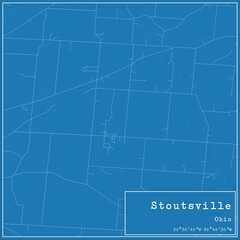 Blueprint US city map of Stoutsville, Ohio.