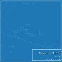 Blueprint US city map of Carbon Hill, Ohio.