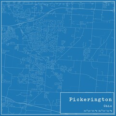 Blueprint US city map of Pickerington, Ohio.