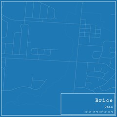 Blueprint US city map of Brice, Ohio.
