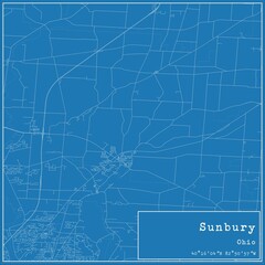 Blueprint US city map of Sunbury, Ohio.