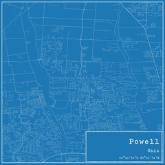 Blueprint US city map of Powell, Ohio.