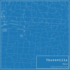 Blueprint US city map of Thornville, Ohio.